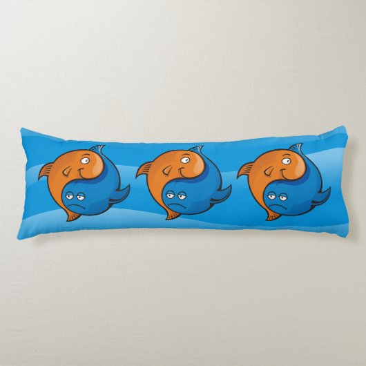 Coussins Longs Caricature de poisson Yin Yang (Devant)