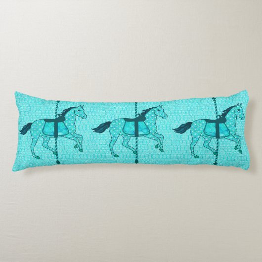 Coussins Longs Carousel Horse - Turquoise et Aqua (Devant)