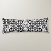 Coussins Longs Carreau marocain - blanc sur fond noir (Dos)