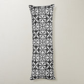 Coussins Longs Carreau marocain - blanc sur fond noir (Dos (Vertical))