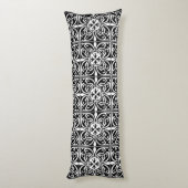 Coussins Longs Carreau marocain - blanc sur fond noir (Dos (Vertical))
