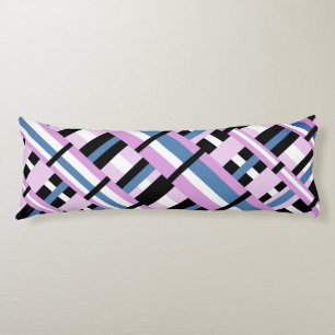 Coussins Longs Carreaux en bleu ardoise, orchidée, noir et blanc