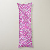 Coussins Longs Carreaux marocains - orchidée et blanc (Dos (Vertical))