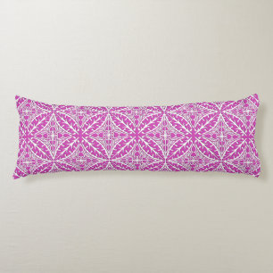 Coussins Longs Carreaux marocains - orchidée et blanc