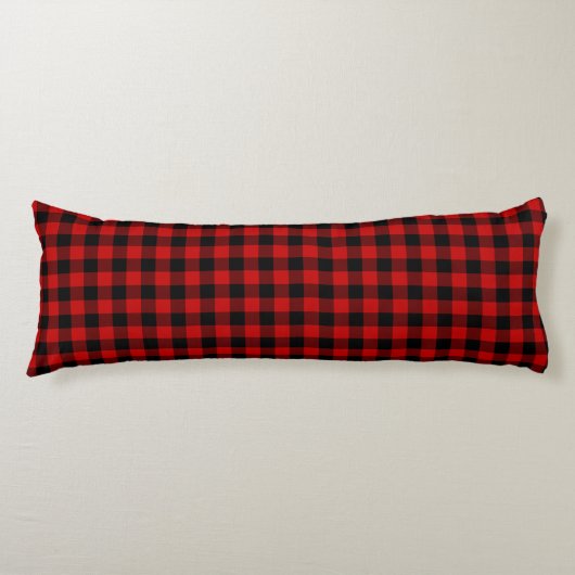 Coussins Longs Carreaux Rouge Noir Bûcheron (Devant)