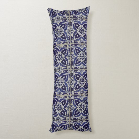 Coussins Longs Carrelage italien rustique Azulejo bleu blanc géom (Dos (Vertical))