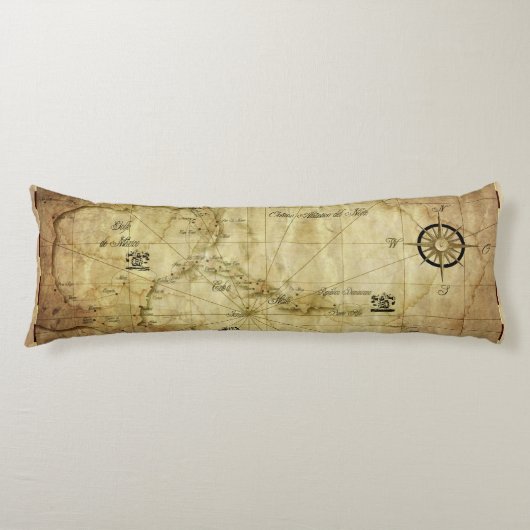 Coussins Longs Carte ancienne des Caraïbes (Devant)