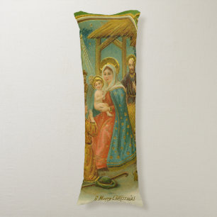 Coussins Longs Carte de Noël de la Nativité de l'ère édouardienne