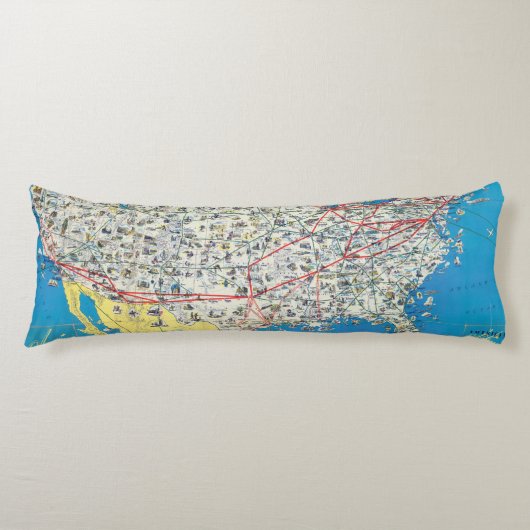 Coussins Longs Carte de système d'American Airlines (Devant)