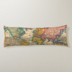 Coussins Longs Carte du Monde 1780 Bonne Antique Planisphère