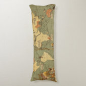 Coussins Longs Carte du monde Antique 1886 Illustré (Devant (Vertical))