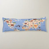 Coussins Longs Carte Kids World mignonne Whimsical Modern (Dos)