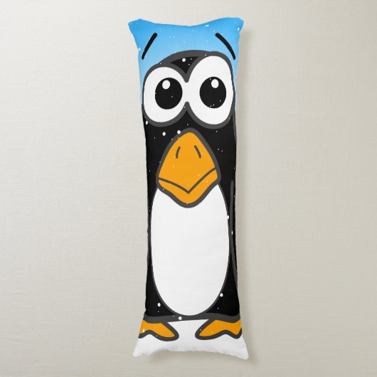 Coussins Longs Carton en pingouin mignon illustré bleu (Devant (Vertical))