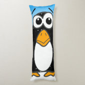 Coussins Longs Carton en pingouin mignon illustré bleu (Dos (Vertical))