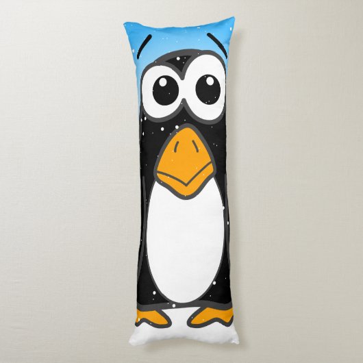 Coussins Longs Carton en pingouin mignon illustré bleu (Dos (Vertical))