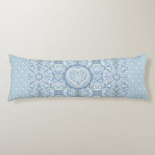 Coussins Longs Céramique dentelle bleu clair,