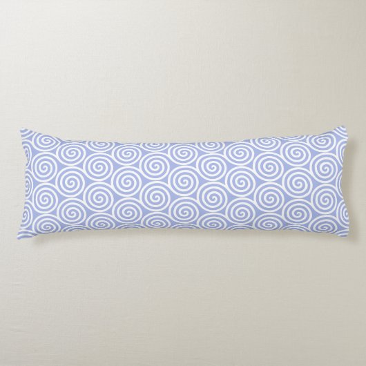 Coussins Longs Cercles Abstraits blancs sur bleu clair (Devant)