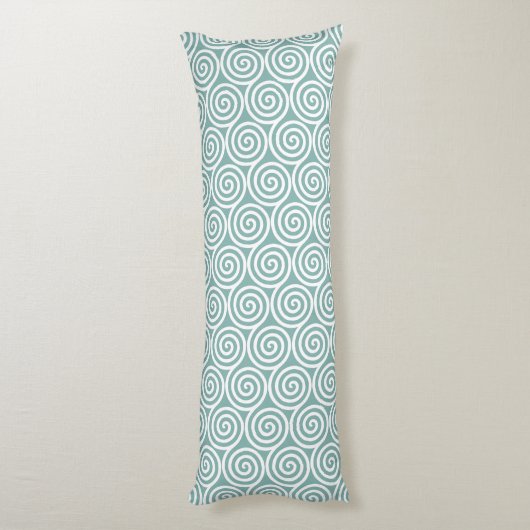 Coussins Longs Cercles Abstraits blancs sur Turquoise (Dos (Vertical))