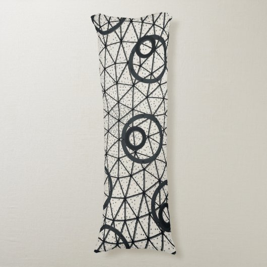 Coussins Longs Cercles Abstraits noirs et blancs (Devant (Vertical))