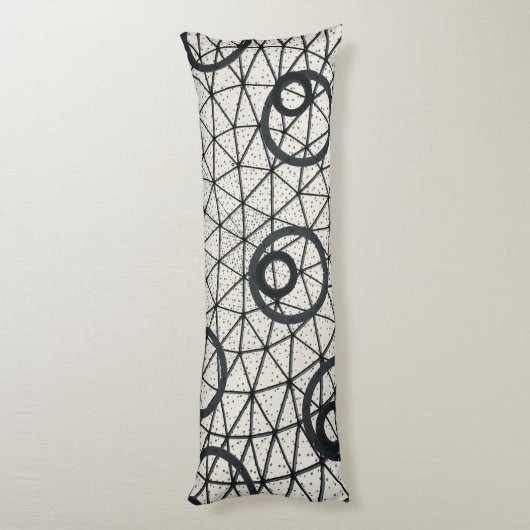 Coussins Longs Cercles Abstraits noirs et blancs (Dos (Vertical))