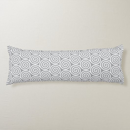 Coussins Longs Cercles en spirale abstraits sur gris argent rapid (Devant)