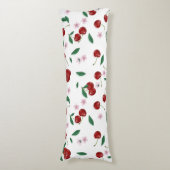 Coussins Longs Cerises rouges botaniques Verdure & Fleurs de ceri (Devant (Vertical))