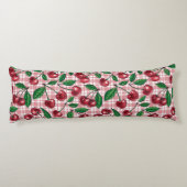 Coussins Longs Cerises rouges sur en vichy rose (Dos)