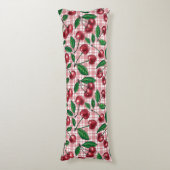 Coussins Longs Cerises rouges sur en vichy rose (Devant (Vertical))