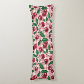 Coussins Longs Cerises rouges sur en vichy rose (Dos (Vertical))