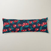 Coussins Longs Cerises rouges sur fond bleu foncé (Dos)