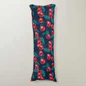 Coussins Longs Cerises rouges sur fond bleu foncé (Devant (Vertical))