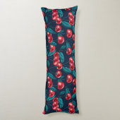 Coussins Longs Cerises rouges sur fond bleu foncé (Dos (Vertical))