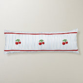Coussins Longs Cerises rouges sur les Motifs de bandes bleues (Dos)