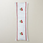 Coussins Longs Cerises rouges sur les Motifs de bandes bleues (Devant (Vertical))