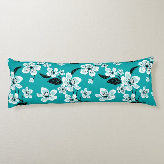 COUSSINS LONGS CERISIER EN FLEURS - SAKURA (TURQUOISE) (Dos)