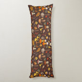 Coussins Longs Champignons sauvages sur brun (Dos (Vertical))