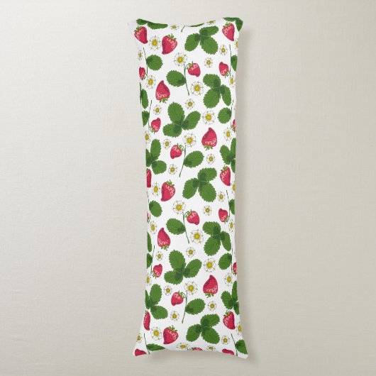 Coussins Longs Champs de fraises en blanc (Devant (Vertical))