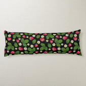 Coussins Longs Champs de fraises en noir (Dos)