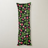 Coussins Longs Champs de fraises en noir (Dos (Vertical))
