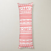 Coussins Longs Chandail de Noël rouge brun motif monogramme (Dos (Vertical))