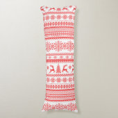 Coussins Longs Chandail de Noël rouge brun motif monogramme (devant Vertical)