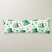 Coussins Longs Chapeaux verts dorés de luxe et trèfles blancs (Devant)