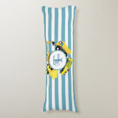 Coussins Longs Chariots de construction Bleu rayures Monogramme (Devant (Vertical))