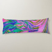 Coussins Longs Charteuse Abstraite et Rose Chaud Groovy Rétro (Dos)