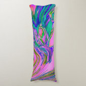 Coussins Longs Charteuse Abstraite et Rose Chaud Groovy Rétro (Devant (Vertical))