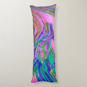 Coussins Longs Charteuse Abstraite et Rose Chaud Groovy Rétro (Dos (Vertical))