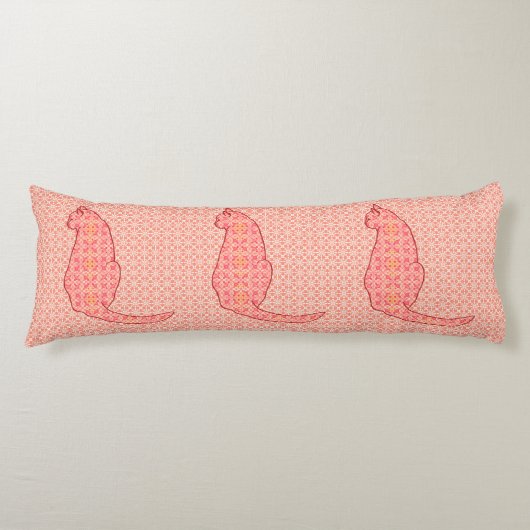 Coussins Longs Chat japonais - Coral Orange Batik (Devant)