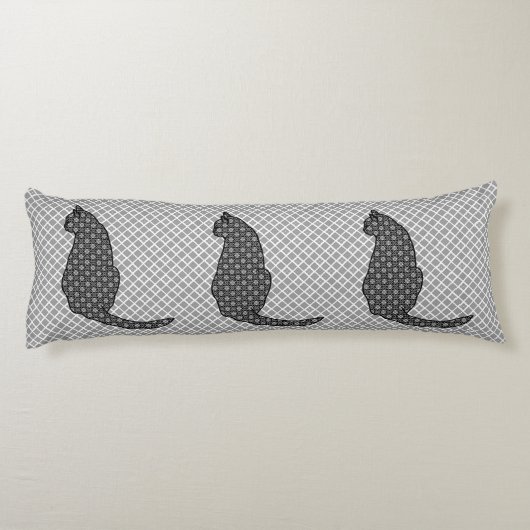 Coussins Longs Chat japonais - Kimono noir et blanc (Dos)