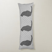 Coussins Longs Chat japonais - Kimono noir et blanc (Dos (Vertical))