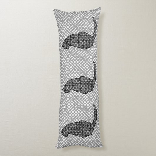 Coussins Longs Chat japonais - Kimono noir et blanc (Dos (Vertical))